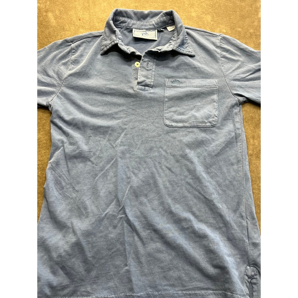 Southern Tide Boys Blue‎ Short Sleeve Cotton Pocket Polo Shirt Size Medium M